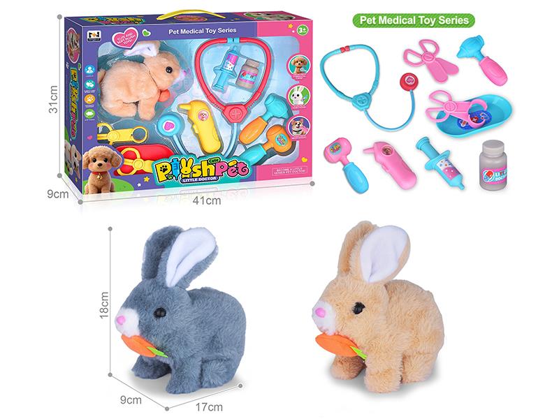 B/O Plush Pet Rabbit Pet Medical Set
