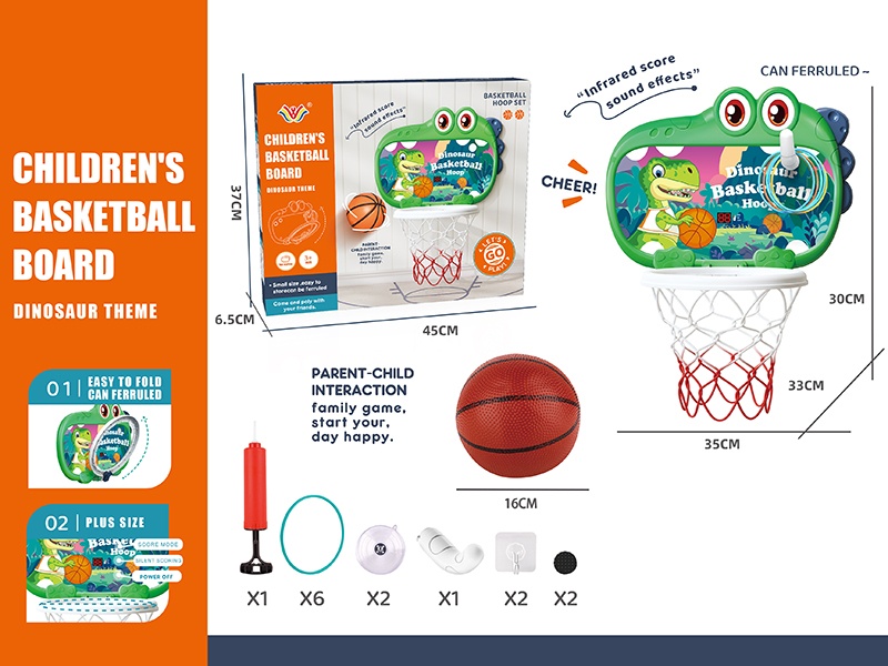 Dinosaur Electrnic Scoring Basketball Board With Rings Toss Game