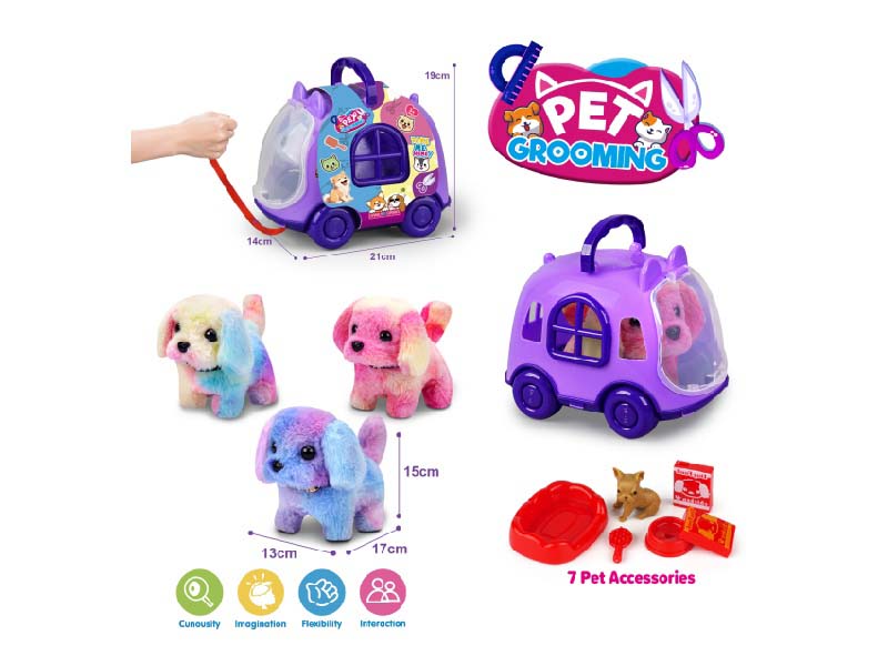 Purple Leash Cart + B/O Plush Colorful Dog + Accessories