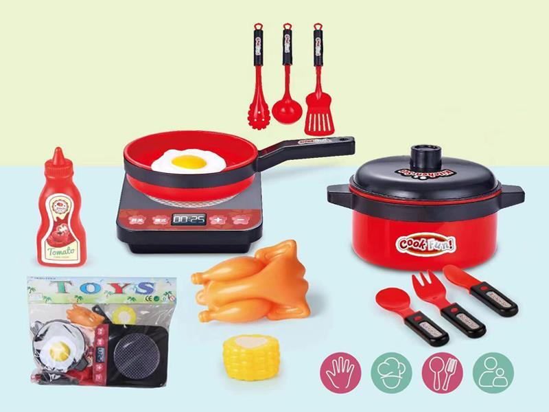 13Pcs Red Kitchen Toy