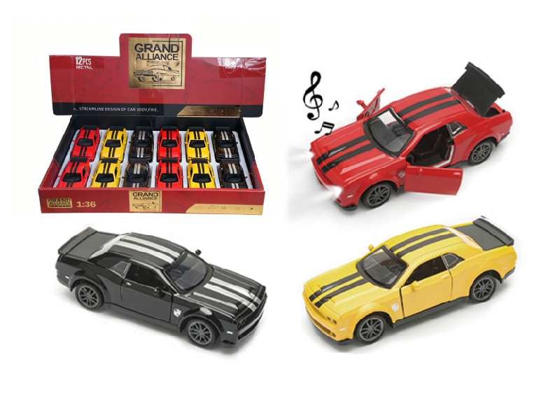 1:36 Rebound Alloy Car Model - Dodge With Lights And Music (12 Pieces/Display Box) (3-Color Mixed Set)