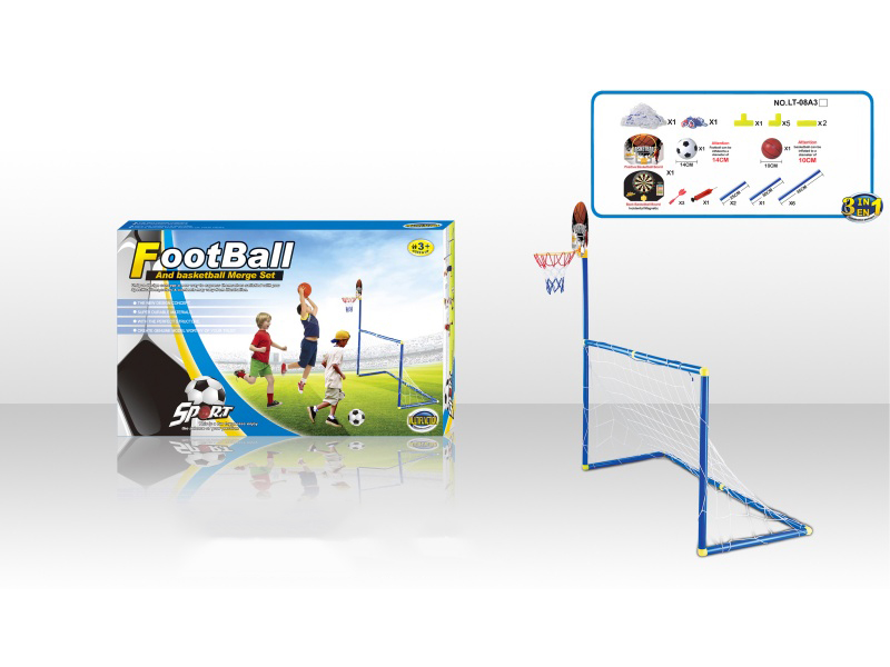 3IN1 Football Gate With Basket Ball Board And Dartboard Toy