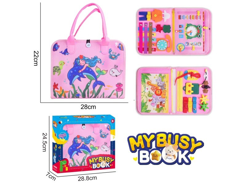 Montessori Early Education And Intelligence For Children - Pink Felt 3-Page Mermaid Busy Edition