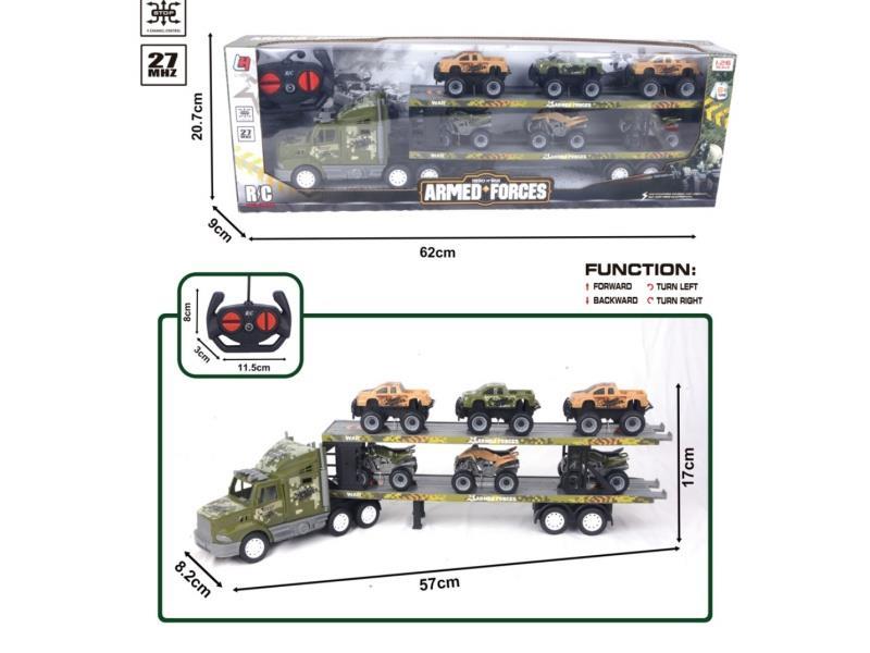 27Mhz Four-Way Remote Control Military Double-Decker Flatbed Trailer