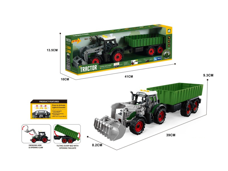 Inertial Belt Clamping Farmer'S Front End + Square Bucket And Rear Bucket; Lighting And Sound Effects