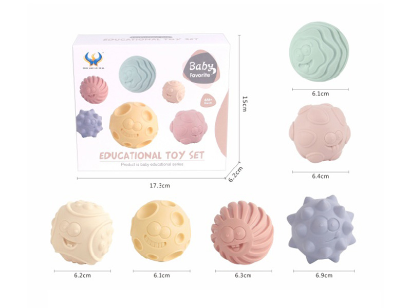 Baby Bath Toy Textured Balls (Morandi Color) 6pcs