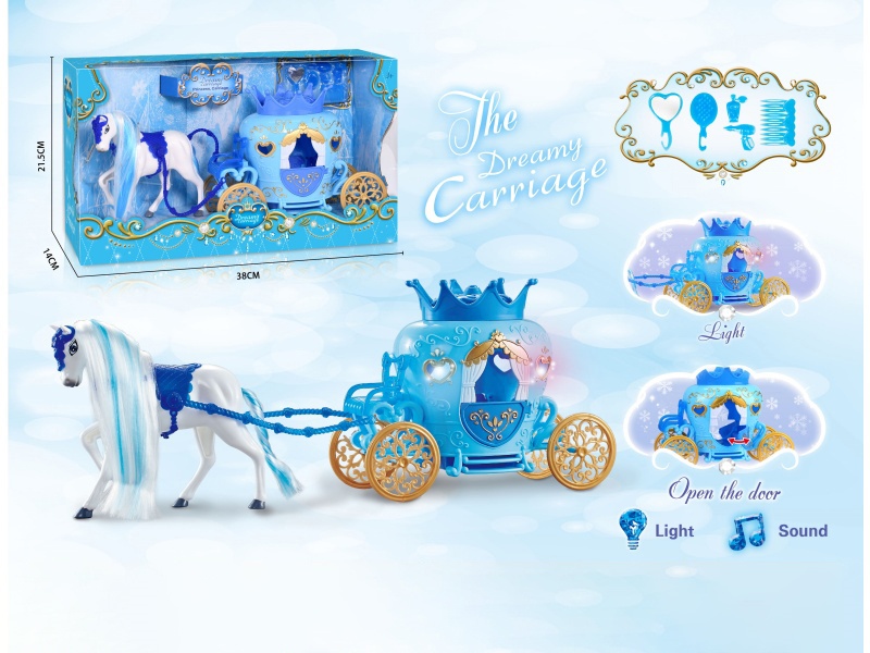 Static Color-Haired Horse Crown Bike Without Princess (Blue)