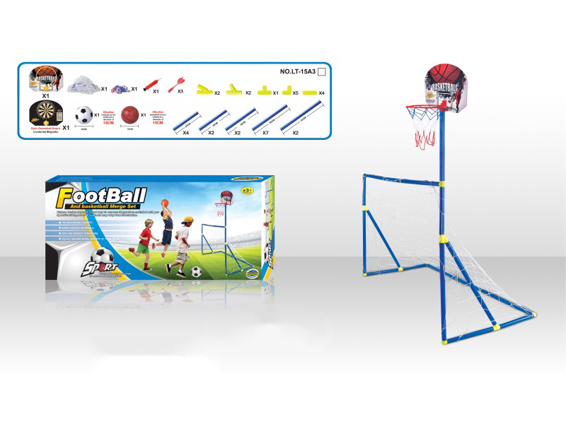 3-In-1 Football Goal + Basketball Backboard Target +18 CM Football