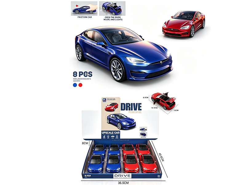 Tesla Friction Simulation Car(With Light And Sound, Open The Door, Steering Wheel Has Sound Effects)