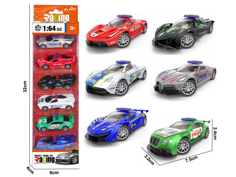 1:64 Pull Back Alloy Police Cars