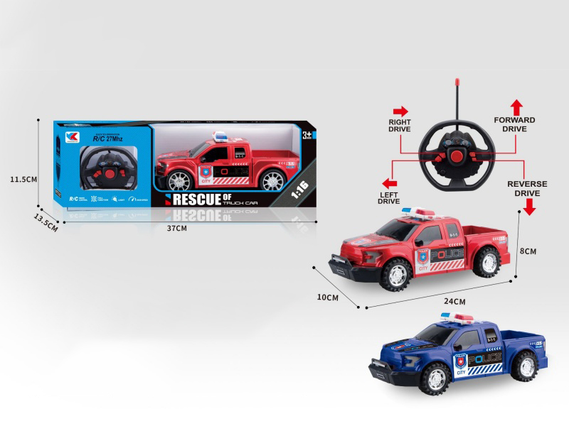 Ford F150 Raptor Off-Road 4CH Police Car 1:16,3D Lighting + Steering Wheel Remote Control