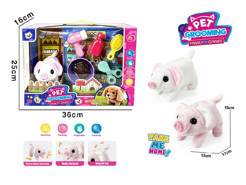 Play House B/O Plush Walking Pig (2 Colors) With Washing And Care + Feeding Set