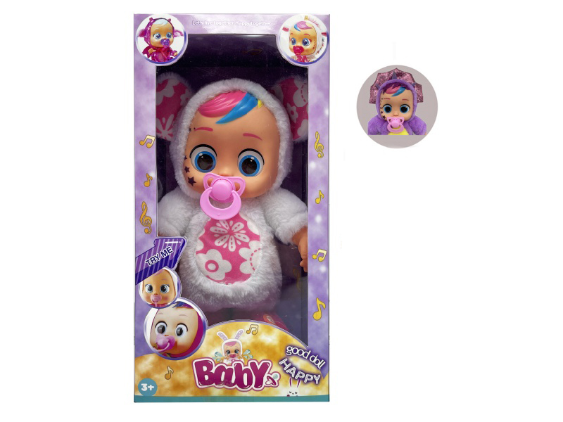 22 Inch B/O Walking 12D Eyes Solid Cry Baby Doll With Pacifier Sensor