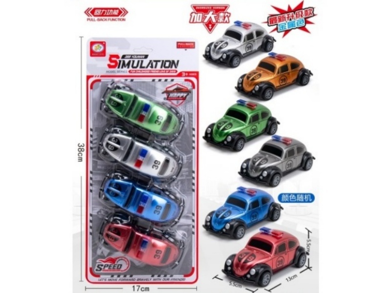 6-Color Return Power Beetle Police Car (Metallic Finish)