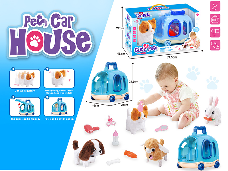 B/O Cute Pet Car Cage Set