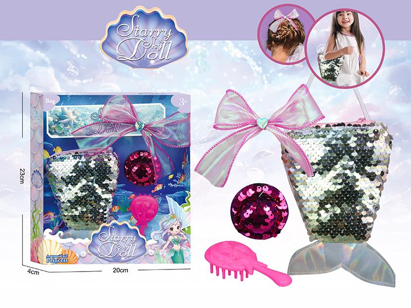 Mermaid Bag With Hair Clip, Comb, Hat