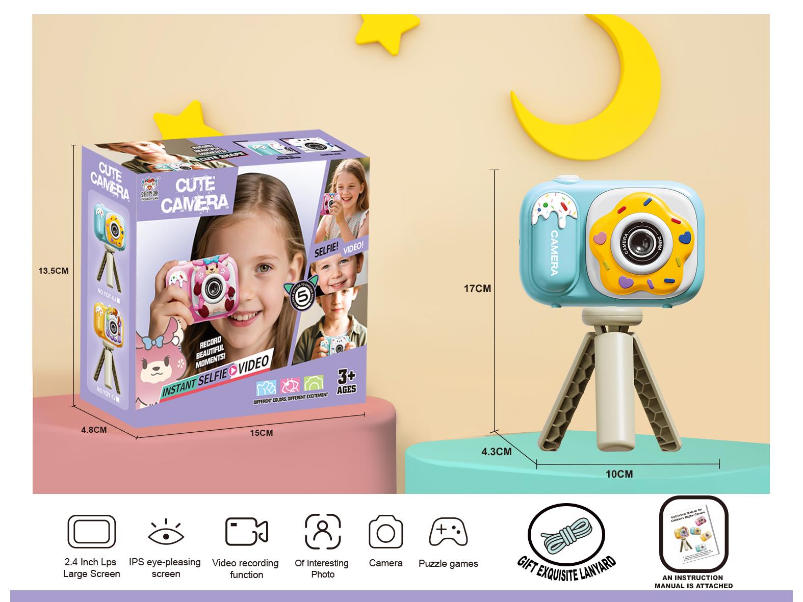 Children'S Camera Can Take Photos, Videos And Play Games (In  Shape Of A Doughnut).