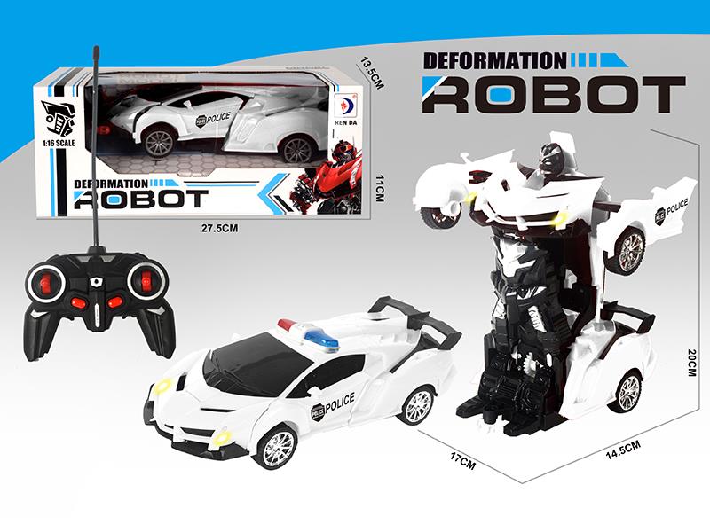 1:16 Remote Control One-Key Deformation Police Car