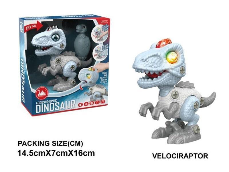 Sci-fi Starry Sky Series - DIY Disassemblable Dinosaur Toy Velociraptor With Sound And Light