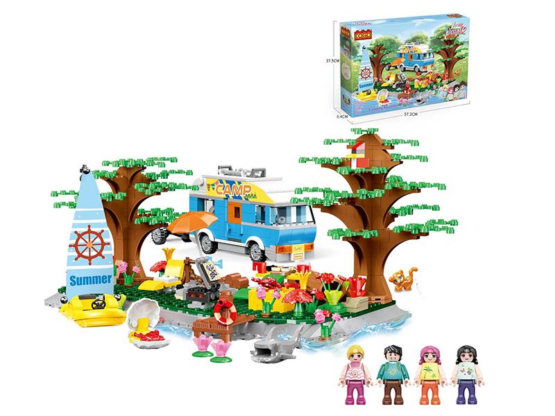 Small Particle Building Blocks - Camping Adventure Water Sports 890pcs