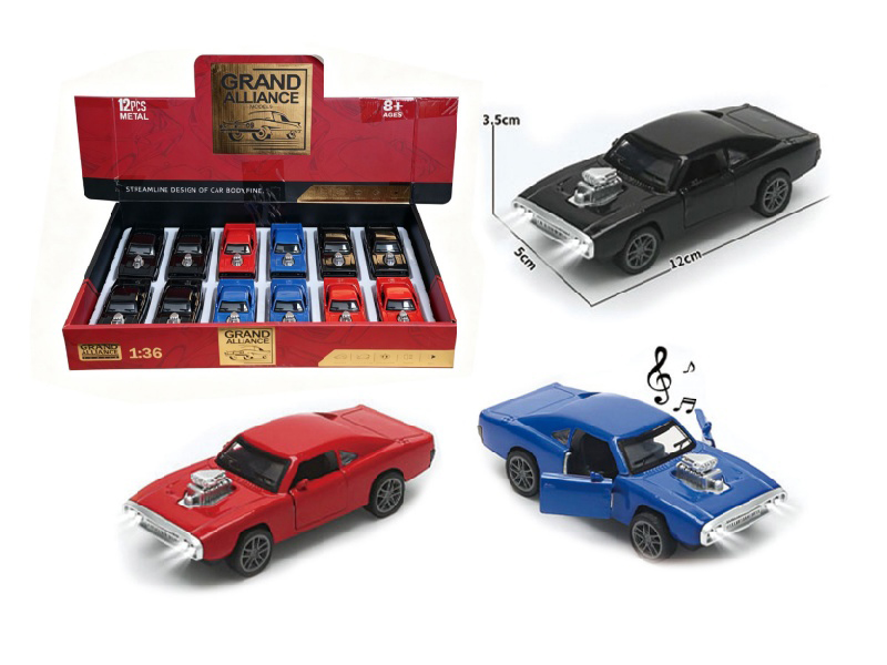 1:36 Huili Car Model - Dodge Warhorse With Lights And Music (Blue/Red/Black Mixed Color)