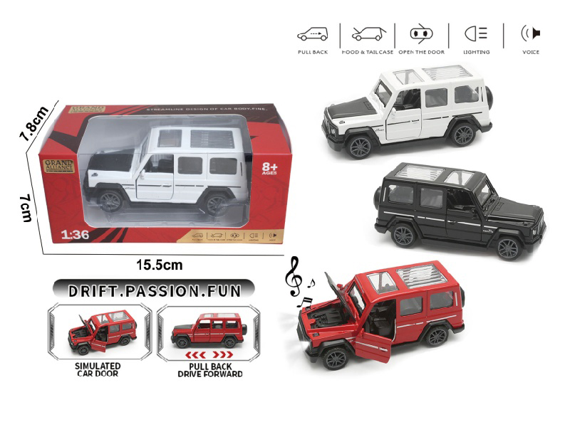 1; 36 Huili Alloy Car Model Mercedes-Benz G63 With Lights And Music (3-Color Mixed Configuration)