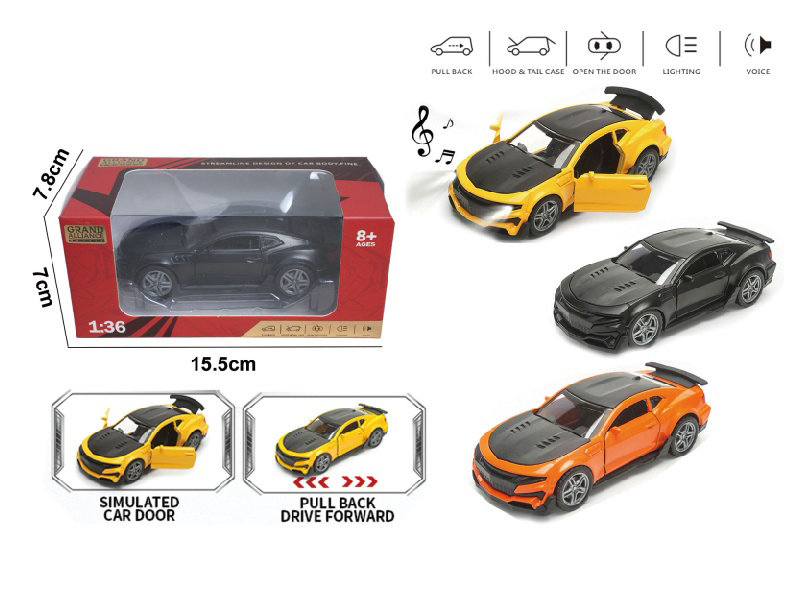 1:36 Huili Alloy Car Model - Chevrolet Bumblebee With Lights And Music (3-Color Mixed Outfit)