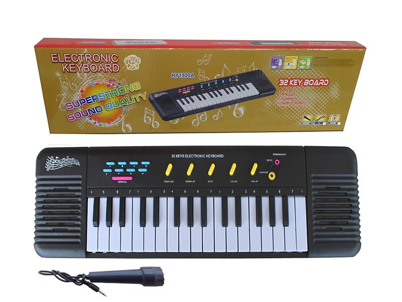 32 Keys Electronic Organ(Black, With Microphone)