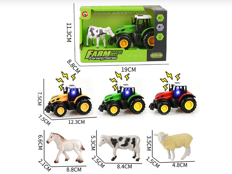Friction Farm Tractor With Light And Sound + 1 Animal