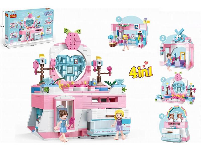 Small Particle Building Blocks - 4 In 1 Dressing Table 653PCS