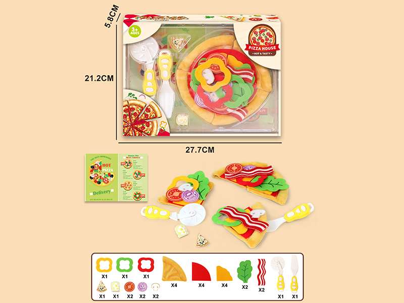Fabric Plush Pizza Play Set + 2 Brooches