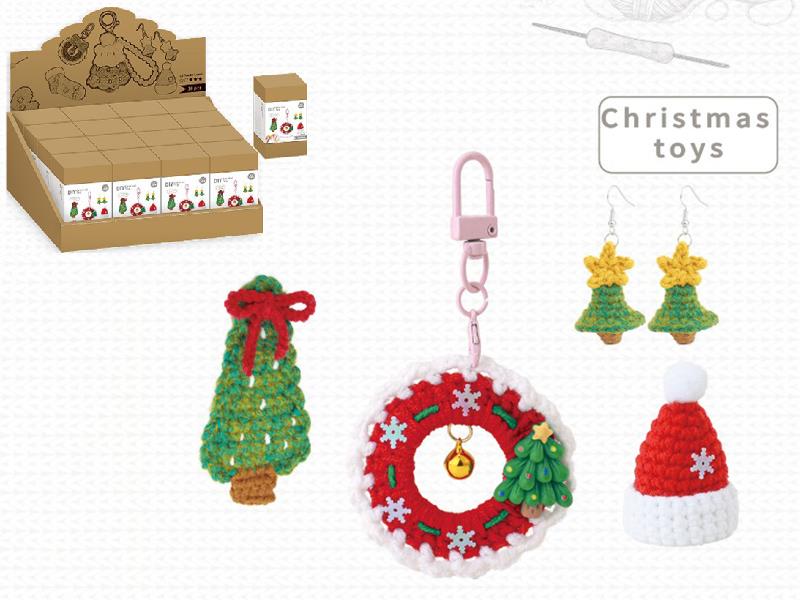 DIY Crochet Christmas Pendant/Hairpin/Earrings/Badge 5-Piece Set(Including Making Tools)16PCS
