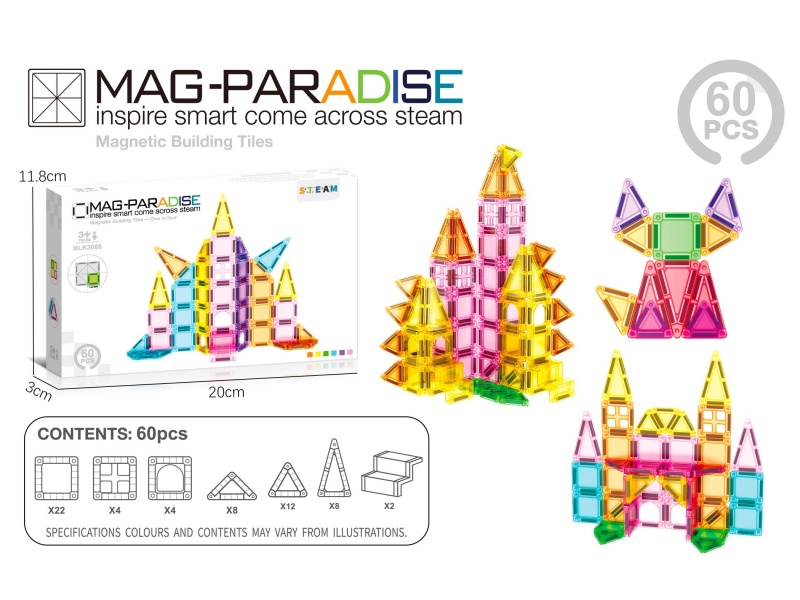Mini Magnetic Tiles 60 Pcs