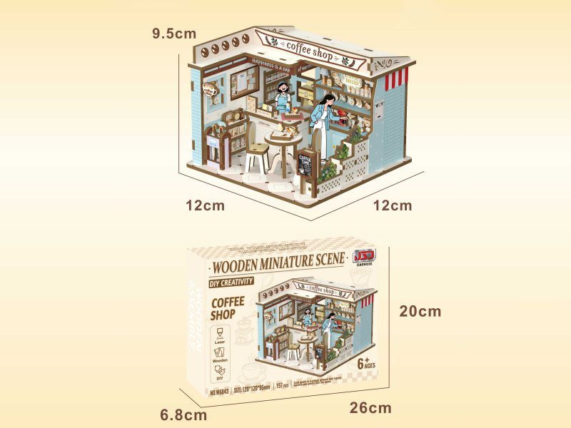 157 PCS Of Diy Wooden Assembly Coffee House Scene