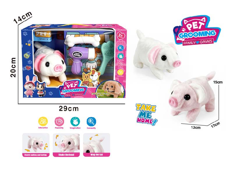 Play House B/O Plush Walking Pig (2 Colors) With Washing And Care + Feeding Set