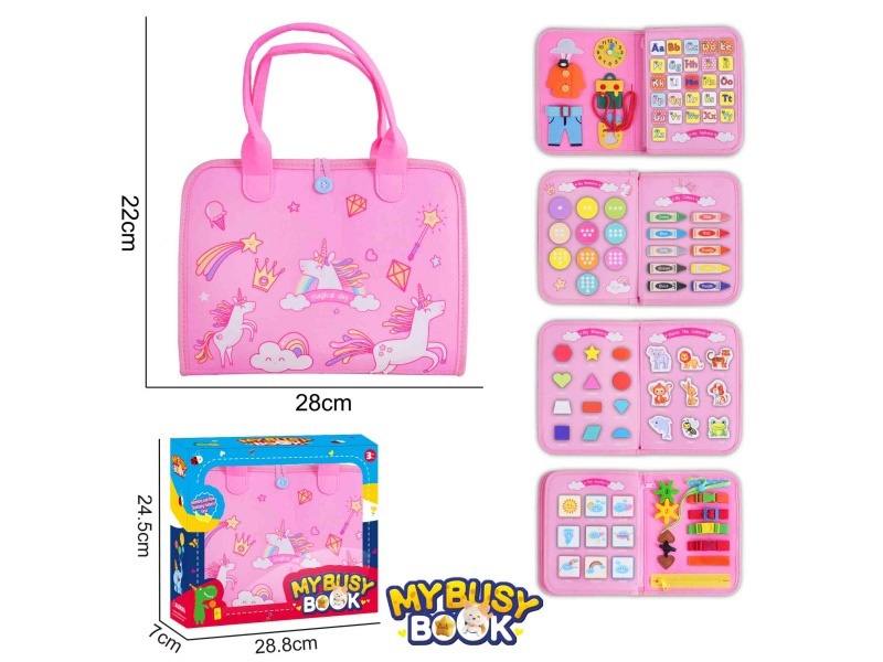 Montessori Early Childhood Education And Intelligence - 5-Page Pink Felt Unicorn Busy Edition