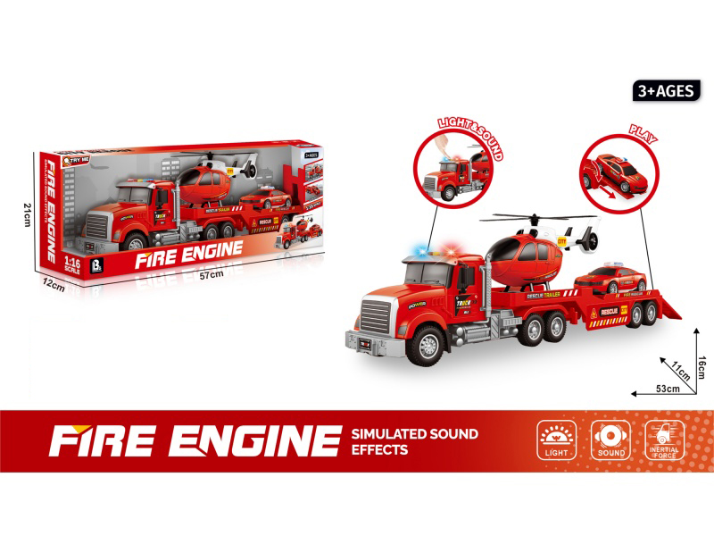 1:16 Sound And Light Inertial Fire Transport Vehicle (Package 3*Ag13)