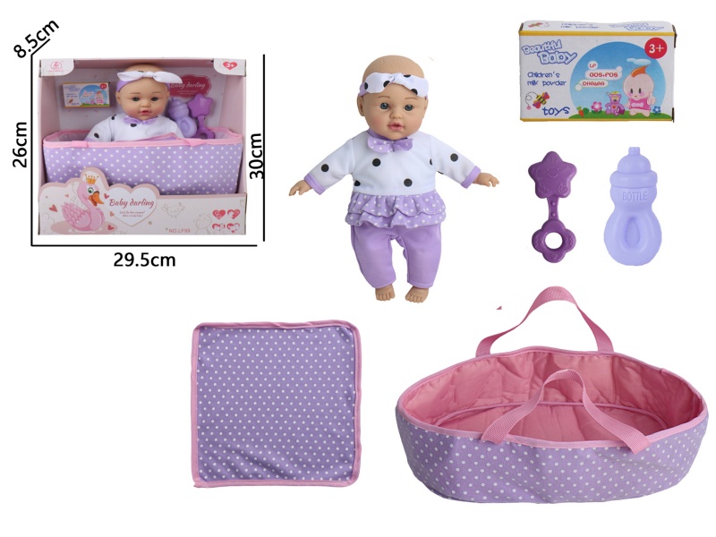 12-Inch Plastic Baby Sleep Basket With Rubber Coating And Stuffed Cotton Padding