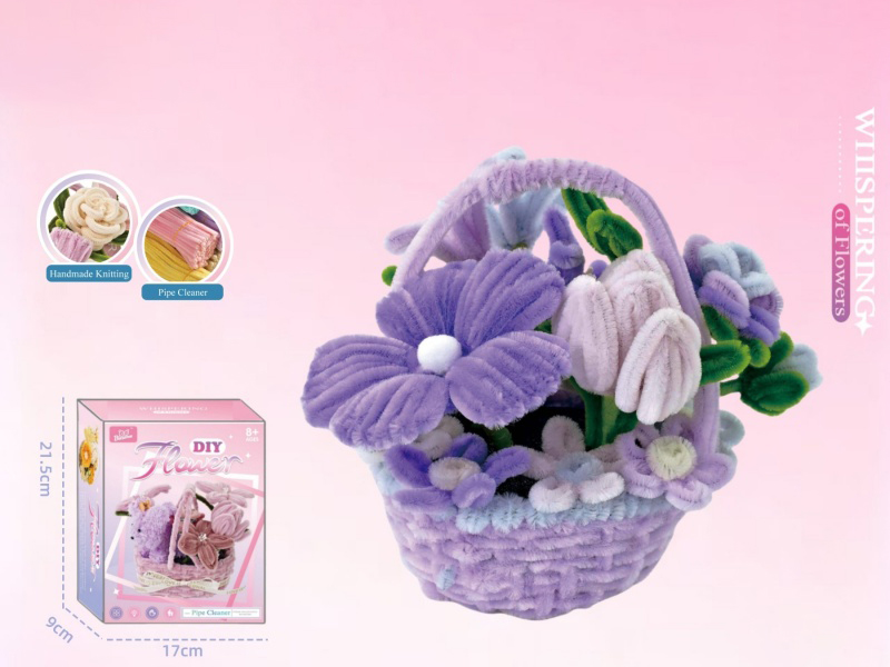 Diy Twisted Stick Flower Basket With Elegant Purple Flower Clusters