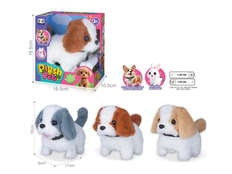 B/O Simulated Plush Pet Dog + Bone