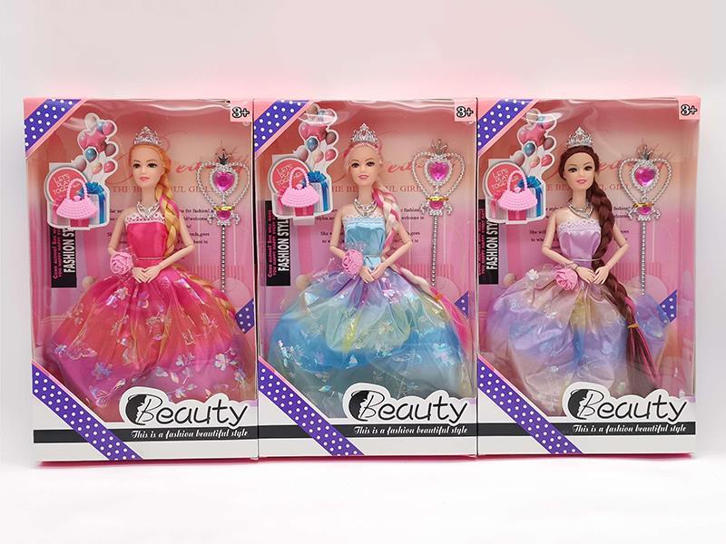 11.5-Inch 9-Joint Fashion Gown Doll With Real Long Braids