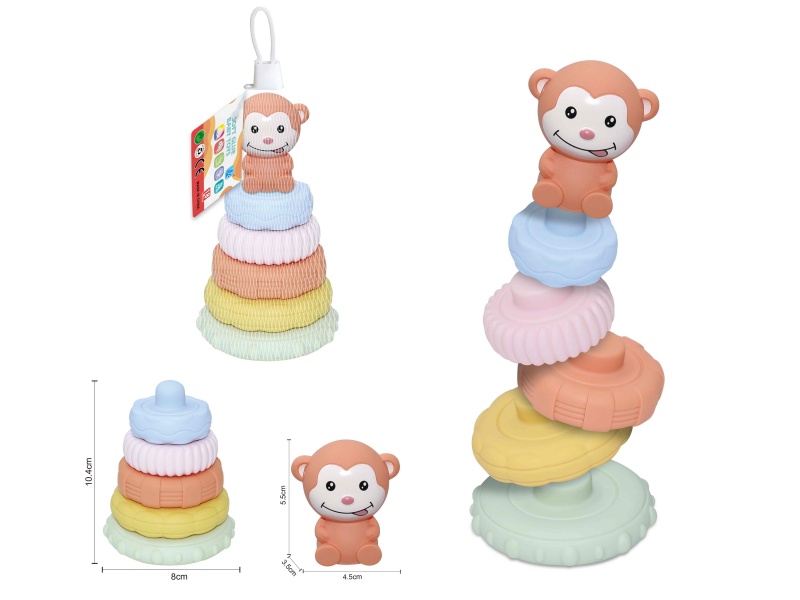 Soft Plastic Animal Stacking Toy(Monkey) 6pcs