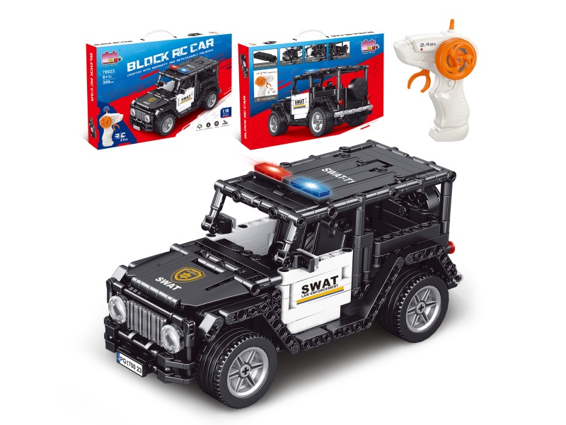 1:16 Building Block Remote Control Car - Mercedes-Benz G-Class Police Car (Number Of Pieces: 399 Pieces)