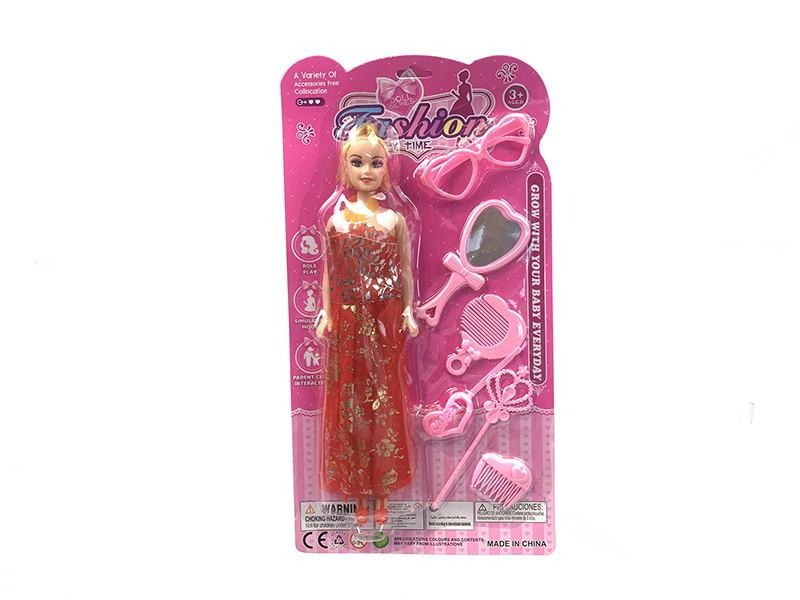 11" Doll With Adornment Toys 6pcs
