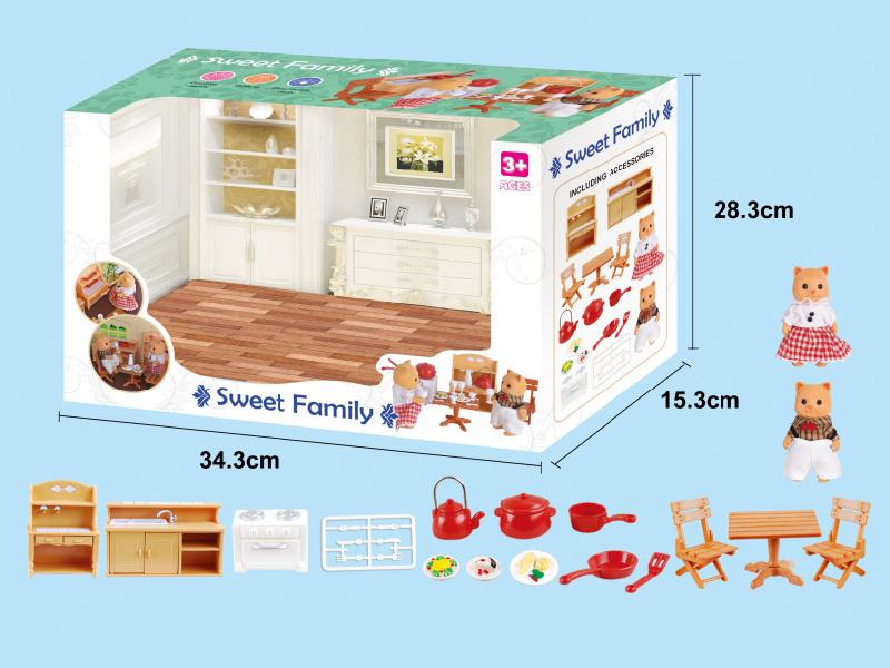 Kitchen Kitchenware Set + Cat Dolls 2pcs