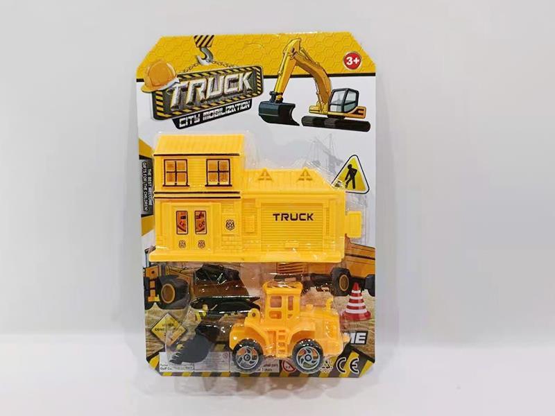Pull Back Engineering Truck 1pcs + Construction  House