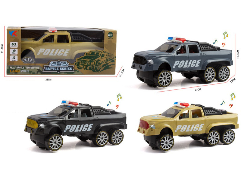 1:16 Six-Wheeled Toyota Off-Road Pickup Truck: With Lights, Music, Spare Tire, Omnidirectional Electric Police Car, No Battery Included