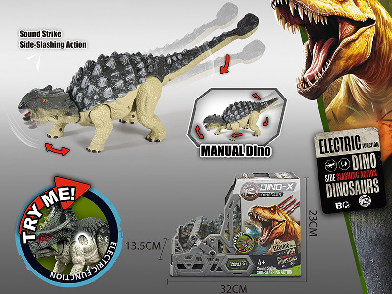 Manual Ankylosaur Toy With Action, Sound And Lights