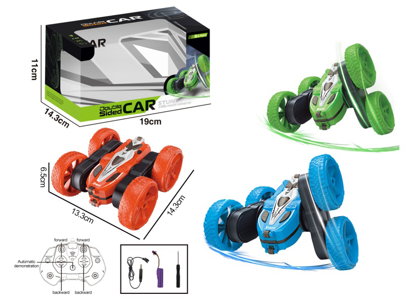 Remote Control Light, Double-Sided Four-Wheel Twist Arm Stunt Car, Three-Sided Window Box (2.4G With Battery Included)