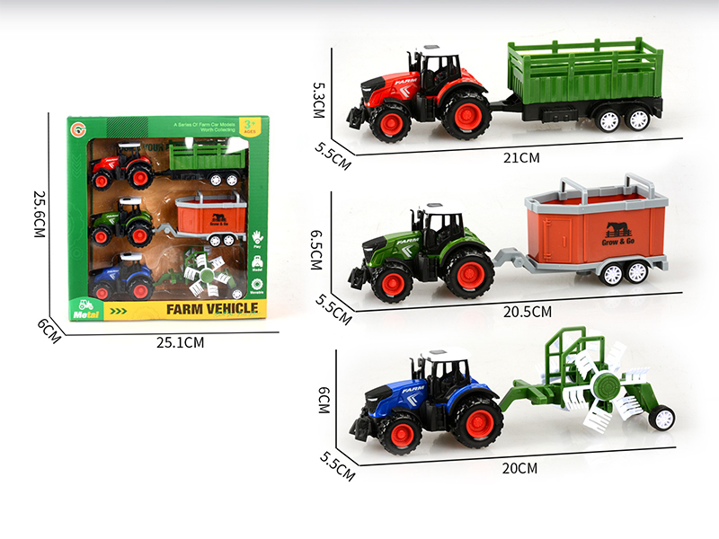 Pull Back Alloy Farm Tractor Happy Farm Set